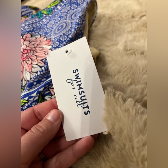 Swimsuits For All NWT Size 34 Draped Front Swimdress Blue Floral Modest - Picture 7 of 12